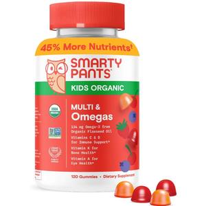 Smartypants Organic Kid's Multi &amp; Omegas Gummy Vitamin, 120ct
