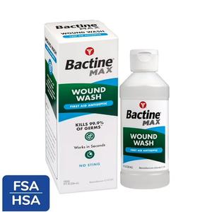 Bactine Max Wound Wash Liquid, Benzalkonium, Flip Cap, 8 oz