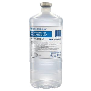 Sensimedical Sterile Water for Inhalation USP, 1000mL Spikeable, Pourable, and Hangable Bottle