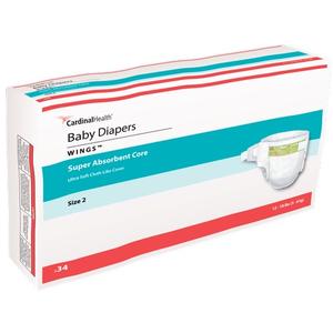 Cardinal Health, Baby Diapers, Wings™, Size 2, Small/ Medium, 12 - 18 lbs