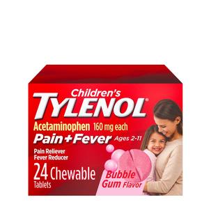 Children's TYLENOL Pain Reliever / Fever Reducer Chewable Tablets, Bubble Gum Flavor, 24 ct