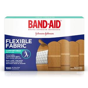 Johnson & Johnson Band-Aid&reg; Flexible Fabric Adhesive Bandages 1" x 3", Beige, Sterile
