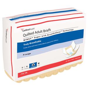 Cardinal Health, Quilted Adult Briefs, Wings™ Super, X-Large, 59" - 64"