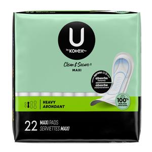 U by Kotex Security Maxi Pads, Long Super, Fragrance-Free, 22 Count