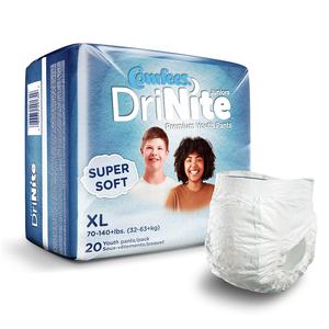 Comfees DriNite Youth Pants, X-Large, 70 - 140+ lbs, 20 ct