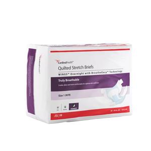 Cardinal Health WINGS Overnight Quilted Stretch Brief with BreatheEasy Technology, Size 1 (M/R), Blue