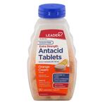 Leader Extra Strength Antacid, 750Mg Chewable Tablets, Orange Cream, Sugar Free, 90 ct (Compare To Tums Extra Strength)