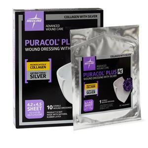 Puracol Plus AG Collagen Antimicrobial Silver Dressing, 4-1/4" x 4-1/2" - Replaces 60MSC8744EPZ